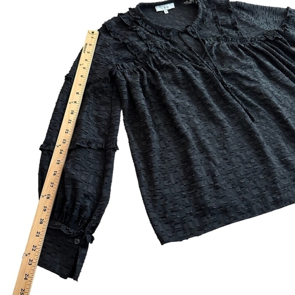 IRO Blouse Women's Size 34/US 4 Black Keyhole Neckline Long Sleeves with button - Picture 14 of 16